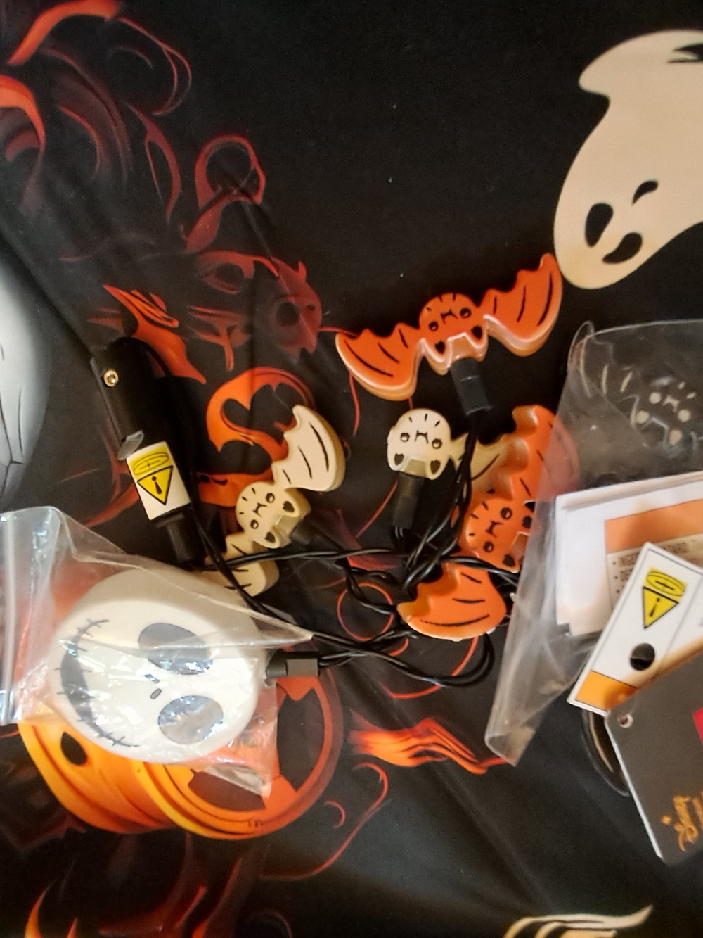 Halloween Light Up Necklace- Orange & White